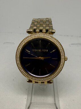 Michael Kors Darci MK3406 Women Gold-Tone Crystal Bezel Blue Dial Watch